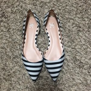 Black/White Striped Flats